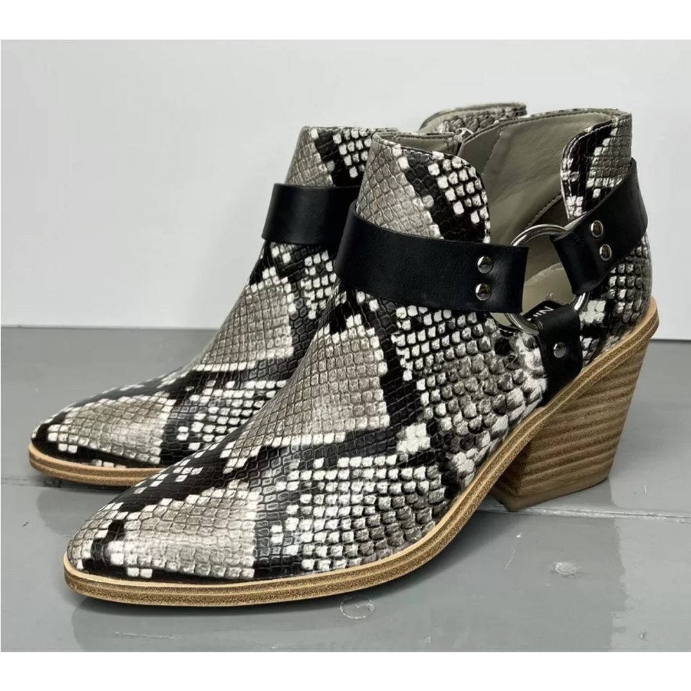 Nine West Womens Spencer Pointed Toe Ankle Booties Side Zip Animal Print Sz 5M